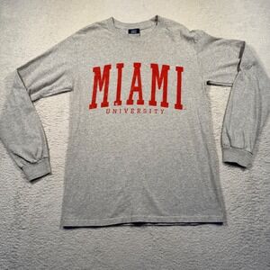 Vintage Y2K Miami University Long Sleeve Tee MV Sport Gray Small College Graphic